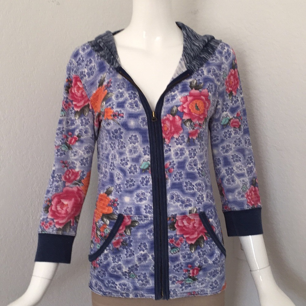 Free people floral print hoodie jacket